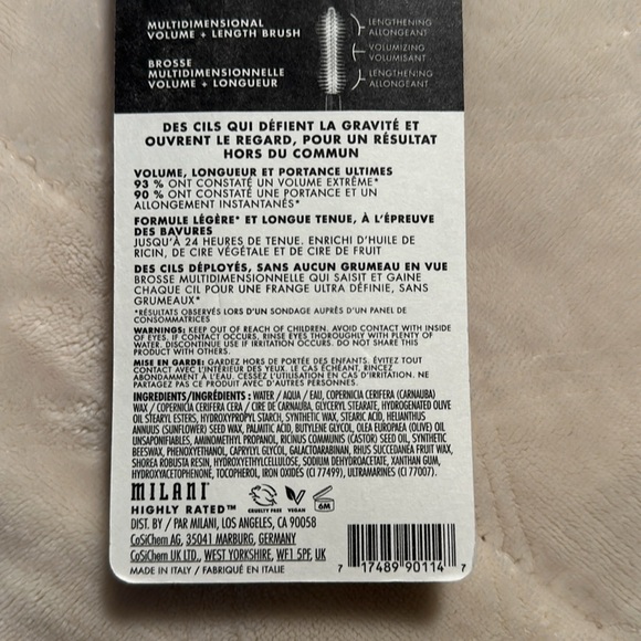 NEW Unopened Milani Highly Rated Anti-Gravity Black Mascara - Picture 5 of 6